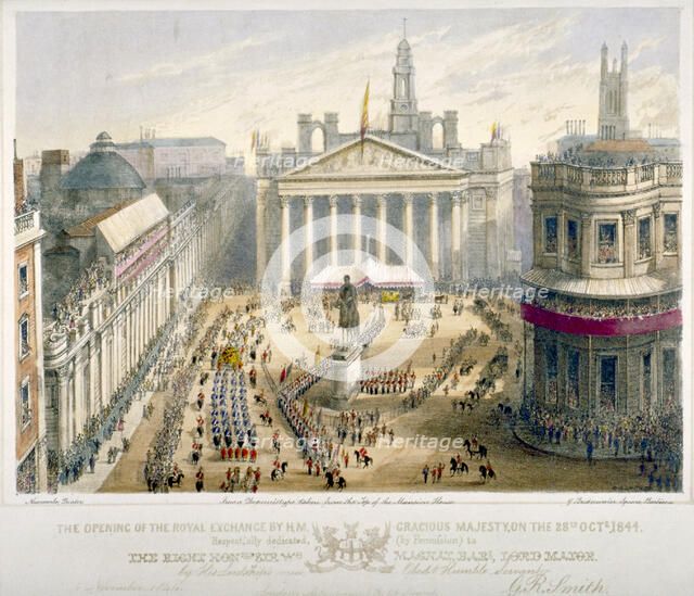 Opening of the Royal Exchange, City of London, 1844.                         Artist: Newcombe