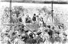 Opening of the Royal Military Exhibition: the Princess of Wales receiving purses..., 1890. Creator: Unknown