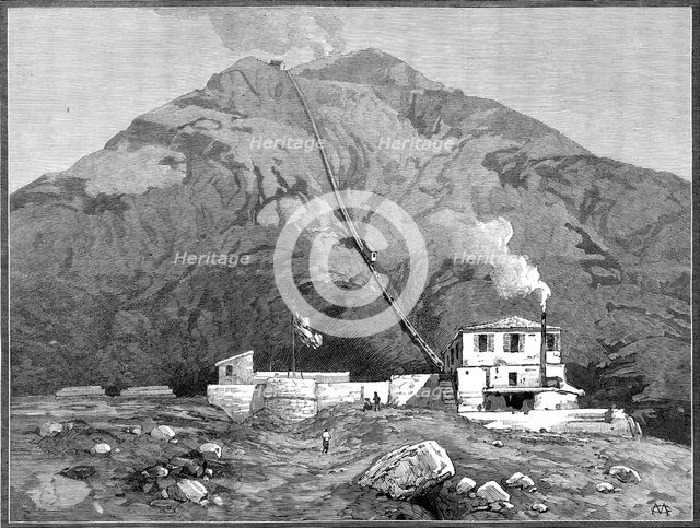 Opening of the railway to the top of Mount Vesuvius, 1880. Creator: Unknown.