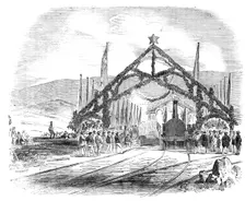 Opening of the Valparaiso and Santiago Railway - Train leaving the Valparaiso Station, 1856. Creator: Unknown