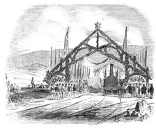 Opening of the Valparaiso and Santiago Railway - Train leaving the Valparaiso Station, 1856. Creator: Unknown