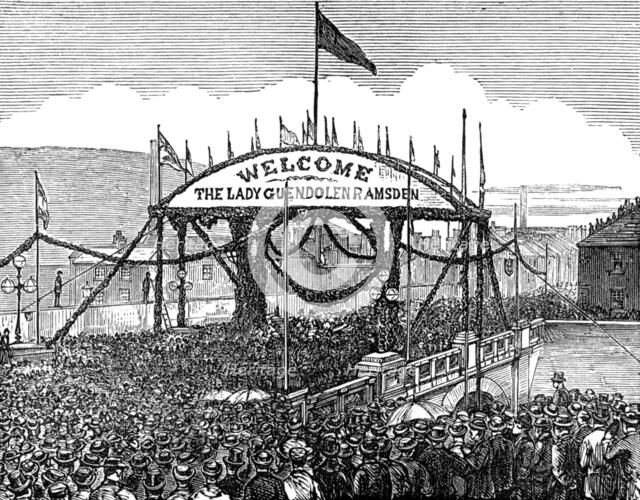 Opening of a new bridge at Huddersfield, 1874. Creator: Unknown.
