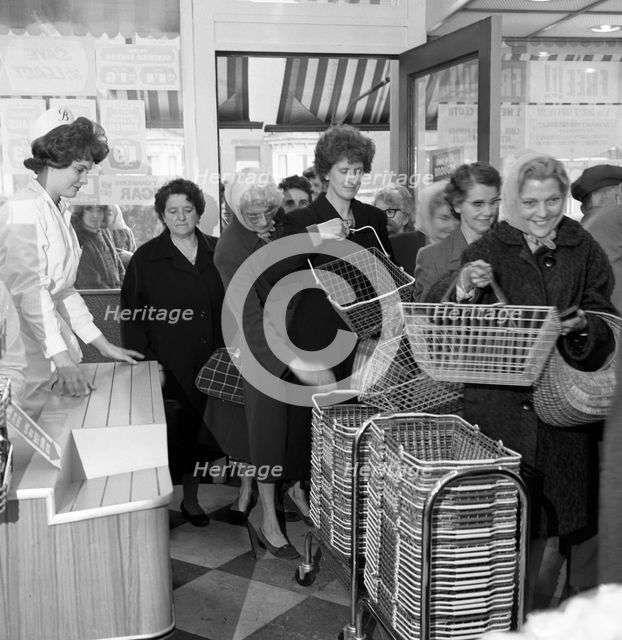 Opening of Brough's supermarket, Thurnscoe, South Yorkshire, 1963.  Creator: Michael Walters.