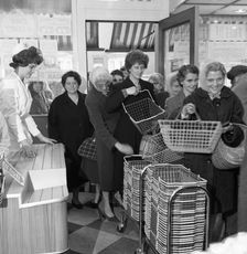 Opening of Brough's supermarket, Thurnscoe, South Yorkshire, 1963. Artist: Michael Walters