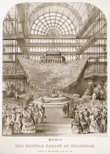 Opening of Crystal Palace at Sydenham by Queen Victoria on June 10th 1854. Creator: Thomas Hosmer Shepherd (1792-1864)