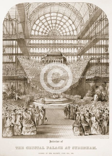 Opening of Crystal Palace at Sydenham by Queen Victoria on June 10th 1854. Creator: Thomas Hosmer Shepherd (1792-1864).