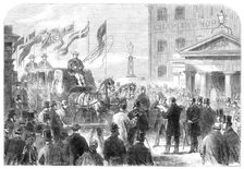 Opening of Southwark Bridge toll free, 1864. Creator: Mason Jackson