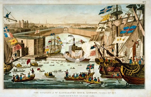 Opening of St Katharine's Dock, London, October 25 1828. Artist: Anon