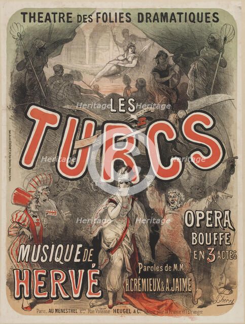 Opera buffa "Les Turcs" von Hervé (Florimond Ronger) in the Théâtre des Folies Dramatiques, 1869. Creator: Chéret, Jules (1836-1932).