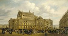 Opera Garnier seen from rue Auber, circa 1880, 9th arrondissement. Creator: Leonard Saurfelt