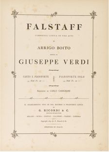 Opera Falstaff: first edition of the original version, 1893