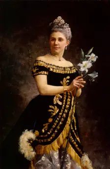 Opera singer Ida Basilier-Magelsen's portrait as Philine in Ambroise Thomas opera Mignon, 1887. Creator: Maria Wiik