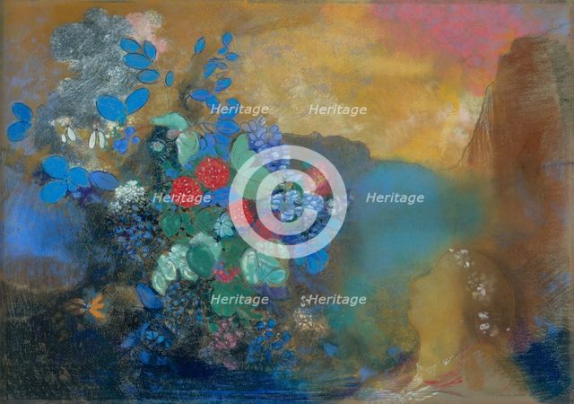 Ophelia among the Flowers, c. 1907. Artist: Redon, Odilon (1840-1916)