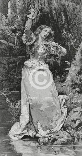 Ophelia, fictitious character from the play "Hamlet" by William Shakespeare (1564-1616), 1883. Creator: Unknown.