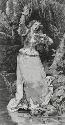 Ophelia, fictitious character from the play "Hamlet" by William Shakespeare (1564-1616), 1883. Creator: Unknown