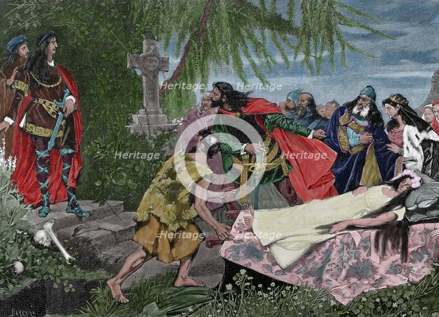 Ophelia's funeral, 19th century.  Creator: Barcel.