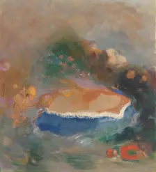 Ophélie, la cape bleue sur les eaux (Ophelia with a Blue Wimple in the Water), 1900-1905. Creator: Odilon Redon