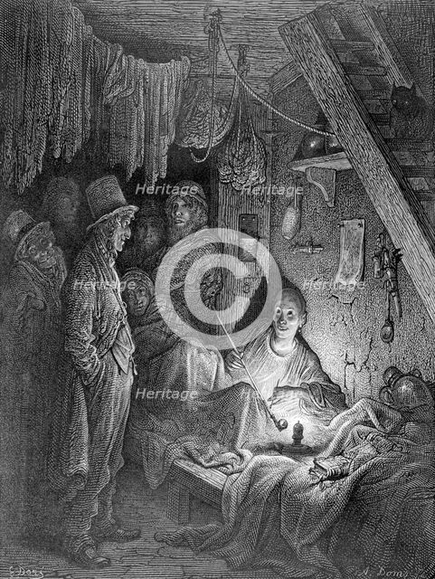 'Opium Smoking-The Lascar's Room in "Edwin Drood"', 1872. Creator: Albert Doms.