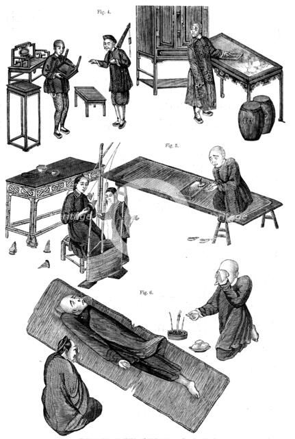 Opium-smoking in China - from drawings by a native artist, 1858. Creator: Unknown.