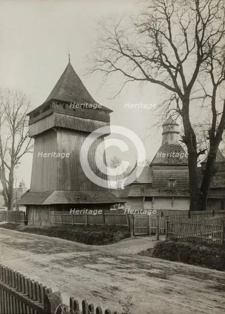 Orthodox Church of the Holy Cross - wooden church and belfry, Drohobych, between 1910-1914. Creator: Unknown.