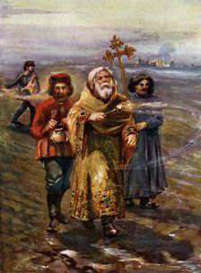 Orthodox priest blessing the soil, Russia