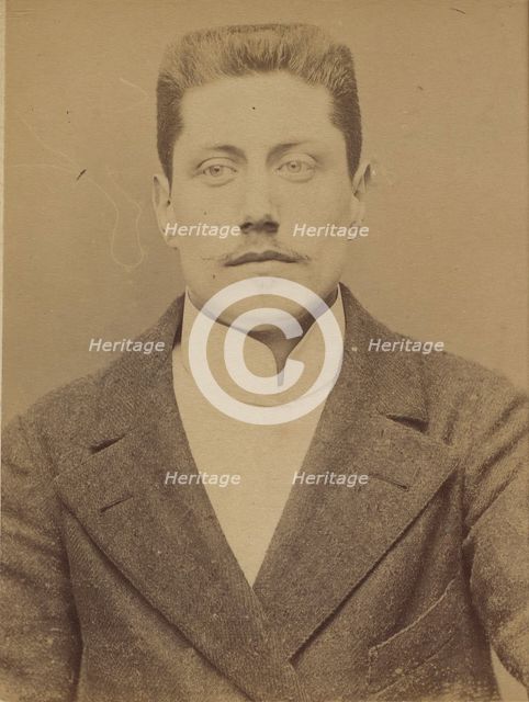 Ortiz. Léon. 25 ans, né à Paris. Commis d'architecte. Anarchiste. Voyage ordinairement en ..., 1894. Creator: Alphonse Bertillon.