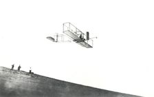 Orville Wright tests his glider at Kitty Hawk, North Carolina, USA, 1911. Creator: NASA