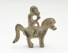 Orament in the form of a monkey riding a horse, Period of Division, 220-589. Creator: Unknown