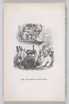 Orangutans from The Complete Works of Béranger, 1836. Creator: Jean Ignace Isidore Gerard