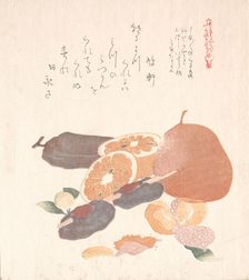 Oranges and Dried Persimmons, 19th century. Creator: Kubo Shunman