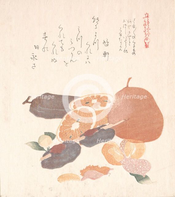 Oranges and Dried Persimmons, 19th century. Creator: Kubo Shunman.