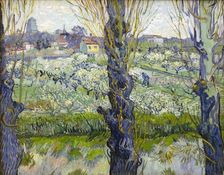 Orchard in Blossom with View of Arles 1889. Artist: Vincent van Gogh