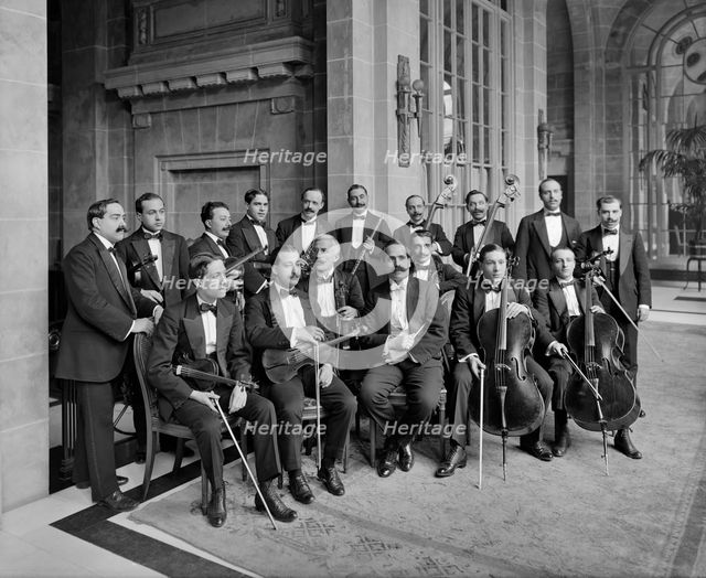 Orchestra of the Midland Adelphi Hotel, Liverpool, Merseyside, 1914. Artist: Bedford Lemere and Company.