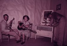 Orchestra during intermission at square dance, McIntosh County, Oklahoma, 1939 or 1940. Creator: Russell Lee