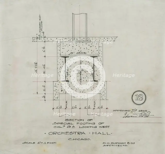 Orchestra Hall, Chicago, Illinois, Detail Drawings, 1905-1907, 1910. Creator: Daniel Burnham.
