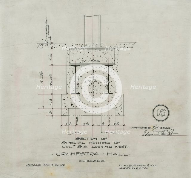 Orchestra Hall, Chicago, Illinois, Detail Drawings, 1905-1907, 1910. Creator: Daniel Burnham.