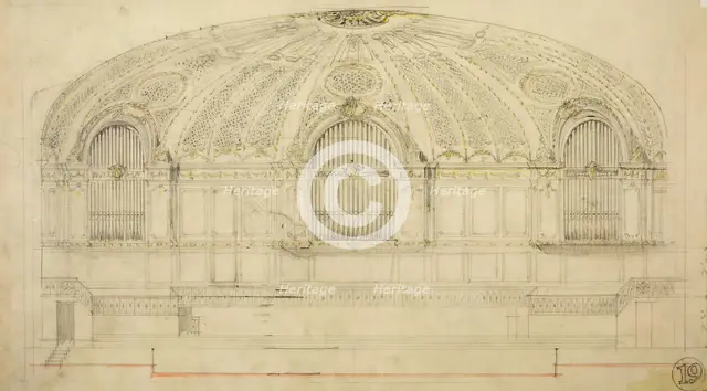 Orchestra Hall, Chicago, Illinois, Section, 1904. Creator: Daniel Burnham.