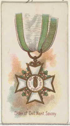 Order of Civil Merit, Saxony, from the World's Decorations series (N30) for Allen & Ginter..., 1890. Creator: Allen & Ginter