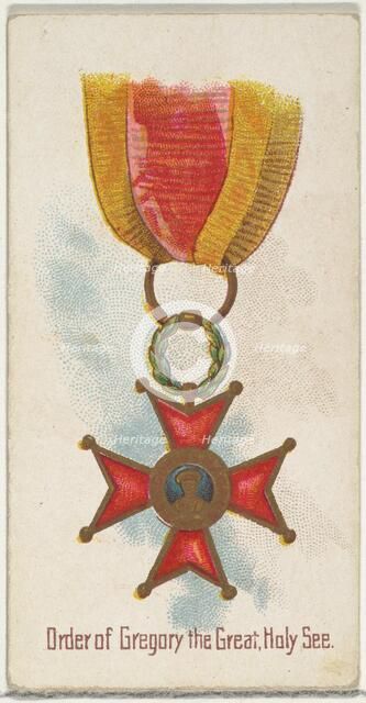 Order of Gregory the Great, Holy See, from the World's Decorations series (N30) for Allen ..., 1890. Creator: Allen & Ginter.