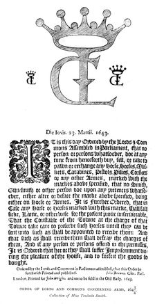 Order of Lords and Commons concerning arms, 1643/1644, (1893)