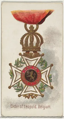 Order of Leopold, Belgium, from the World's Decorations series (N30) for Allen & Ginter Ci..., 1890. Creator: Allen & Ginter