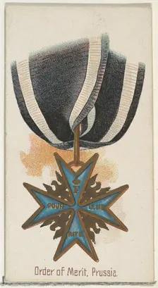Order of Merit, Prussia, from the World's Decorations series (N30) for Allen & Ginter Ciga..., 1890. Creator: Allen & Ginter