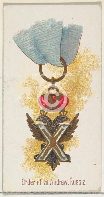 Order of St. Andrew, Russia, from the World's Decorations series (N30) for Allen & Ginter ..., 1890. Creator: Allen & Ginter.