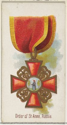 Order of St. Anne, Russia, from the World's Decorations series (N30) for Allen & Ginter Ci..., 1890. Creator: Allen & Ginter