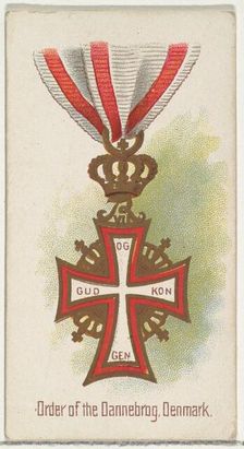 Order of the Dannebrog, Denmark, from the World's Decorations series (N30) for Allen & Gin..., 1890. Creator: Allen & Ginter