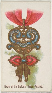 Order of the Golden Fleece, Austria, from the World's Decorations series (N30) for Allen &..., 1890. Creator: Allen & Ginter