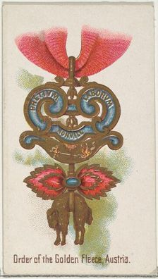 Order of the Golden Fleece, Austria, from the World's Decorations series (N30) for Allen &..., 1890. Creator: Allen & Ginter