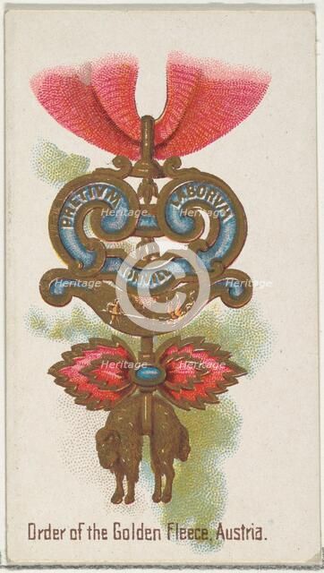 Order of the Golden Fleece, Austria, from the World's Decorations series (N30) for Allen &..., 1890. Creator: Allen & Ginter.