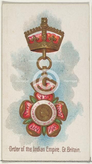 Order of the Indian Empire, Great Britain, from the World's Decorations series (N30) for A..., 1890. Creator: Allen & Ginter.