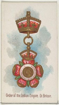 Order of the Indian Empire, Great Britain, from the World's Decorations series (N30) for A..., 1890. Creator: Allen & Ginter